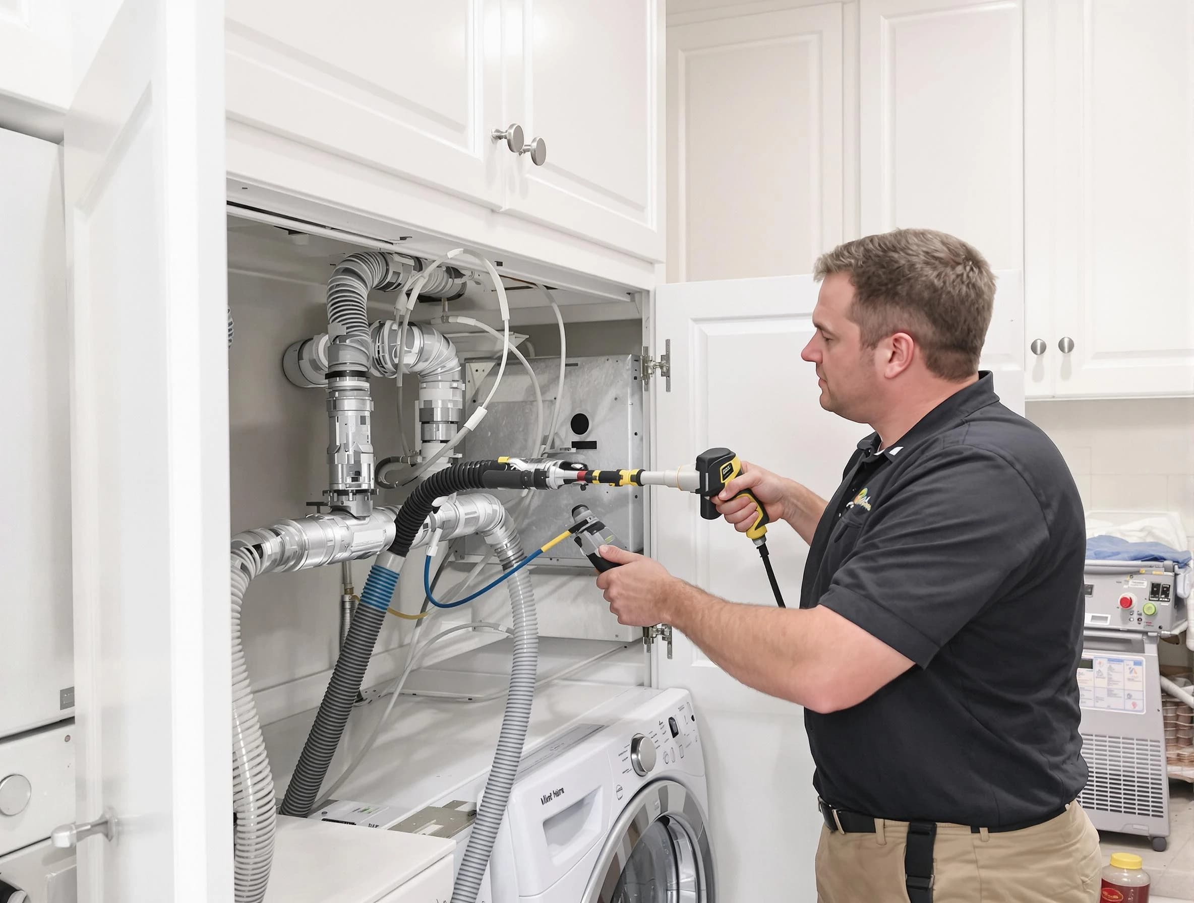 Santa Ana Dryer Vent Cleaning professional removing severe blockage from a clogged dryer vent in Santa Ana