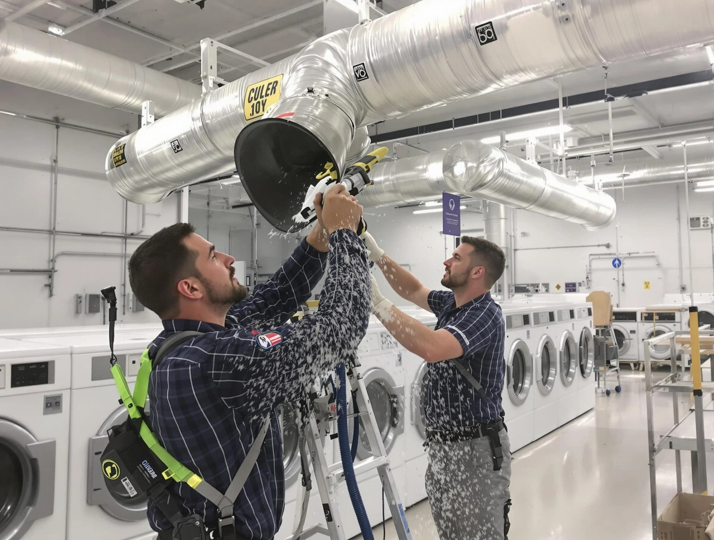 Santa Ana Dryer Vent Cleaning team performing large-scale commercial dryer vent cleaning in Santa Ana
