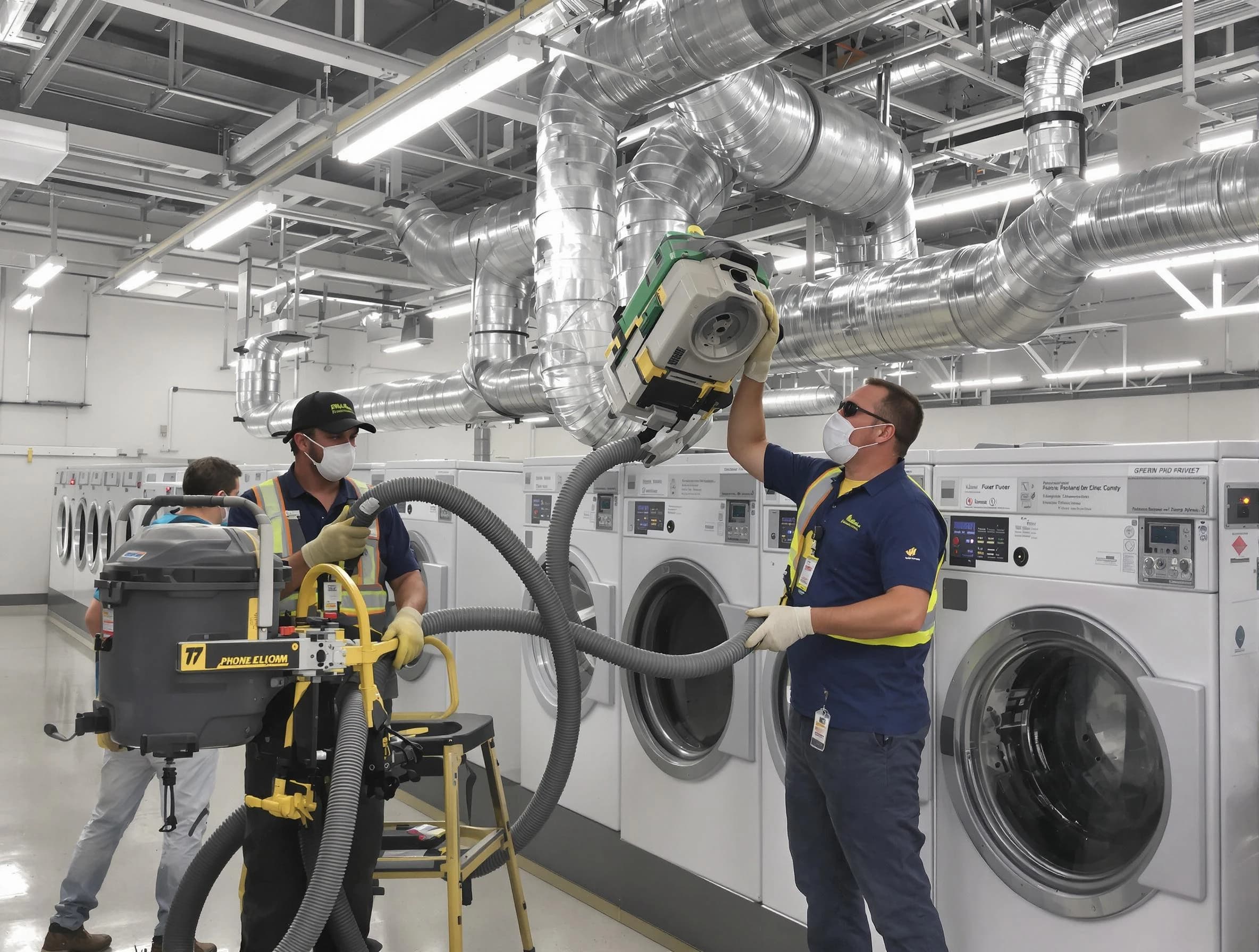 Santa Ana Dryer Vent Cleaning team cleaning large-scale industrial dryer vent systems at a facility in Santa Ana