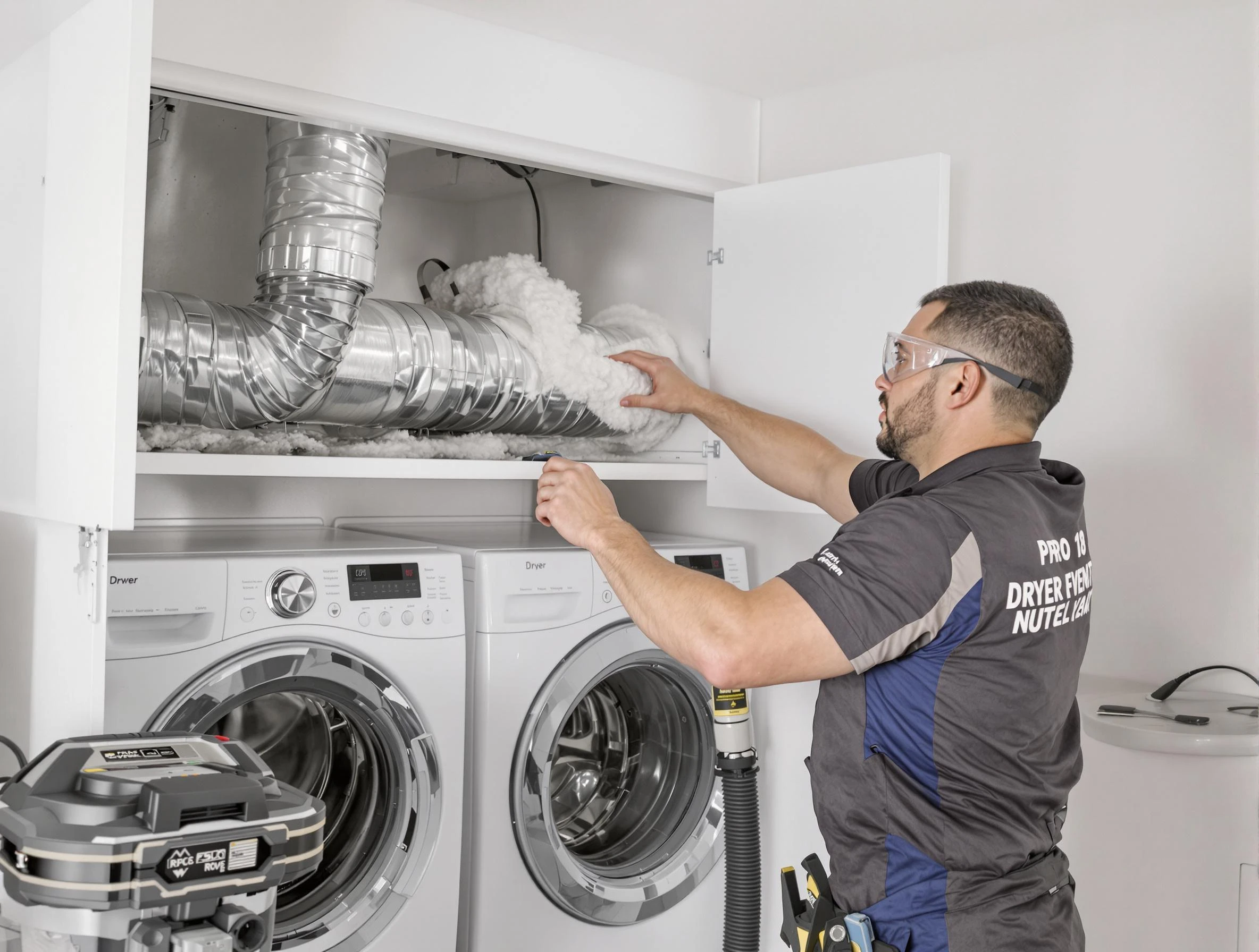 Santa Ana Dryer Vent Cleaning certified technician performing specialized gas dryer vent cleaning in Santa Ana